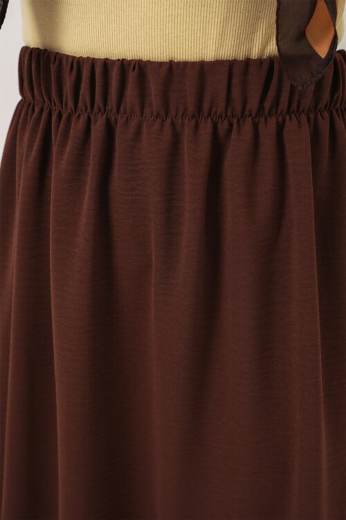 Kadın Uzun Ayrobin Etek 8050 - Kahverengi