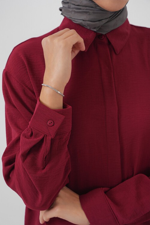 Kadın Uzun Gömlek Tunik 5945 - Bordo