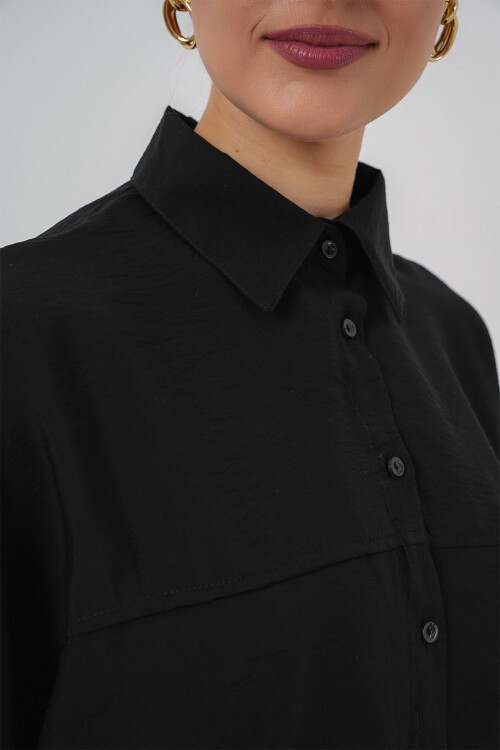 Kadın Uzun Oversize Gömlek 5965 - Siyah