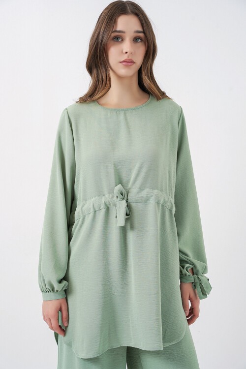 Kadın Uzun Tunik Pantolon İkili Takım 6719 - E.Yeşil