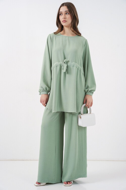 Kadın Uzun Tunik Pantolon İkili Takım 6719 - E.Yeşil