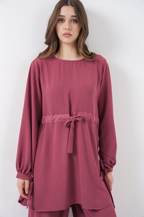 Kadın Uzun Tunik Pantolon İkili Takım 6719 - Gül Kurusu