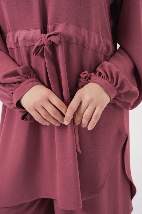 Kadın Uzun Tunik Pantolon İkili Takım 6719 - Gül Kurusu