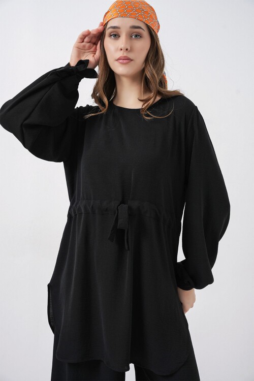 Kadın Uzun Tunik Pantolon İkili Takım 6719 - Siyah