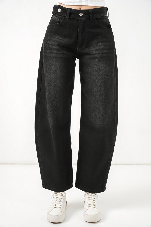 Kadın Yüksek Bel Kot Pantolon 30081 - Siyah