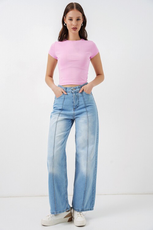 Kadın Yüksek Bel Kot Pantolon 30082 - Açık Mavi
