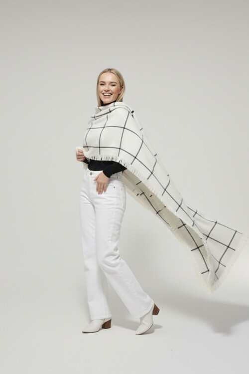 Kadın Yumuşak Dokulu Kalın Şal Atkı 15951 - Beyaz