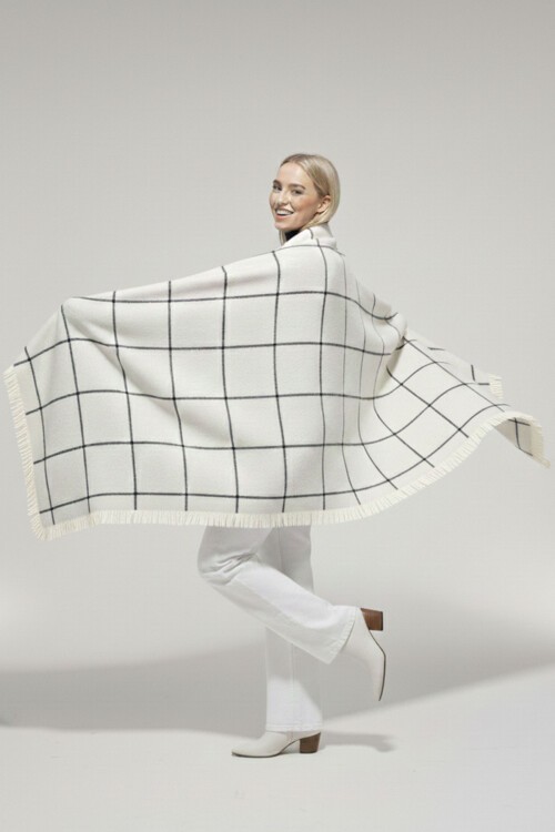 Kadın Yumuşak Dokulu Kalın Şal Atkı 15951 - Beyaz