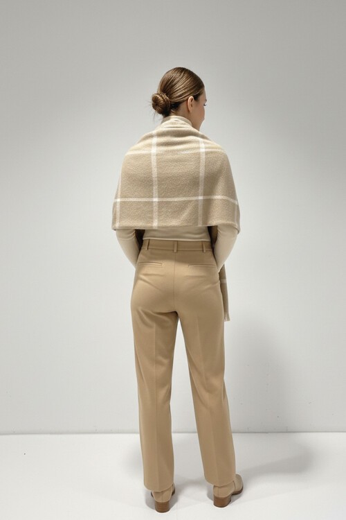 Kadın Yumuşak Dokulu Kalın Şal Atkı 15951 - Taş