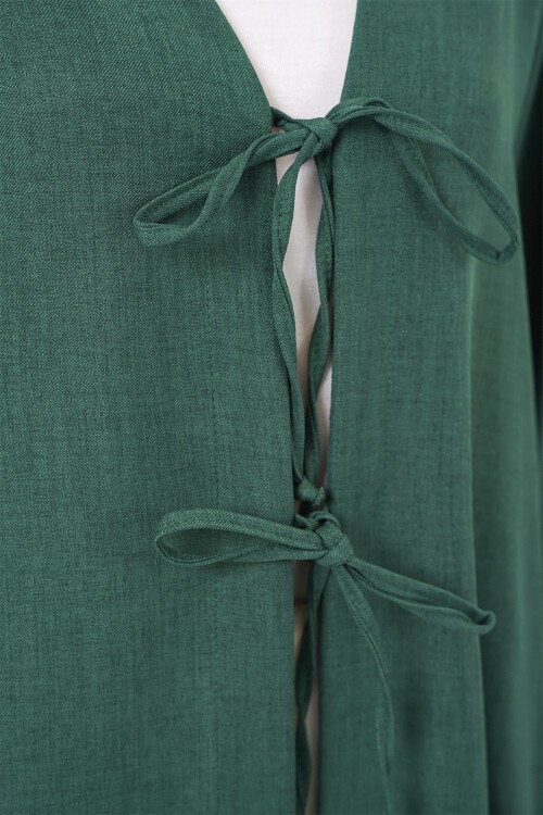 Keten Tesettür Kimono 5968 - Zümrüt Yeşili