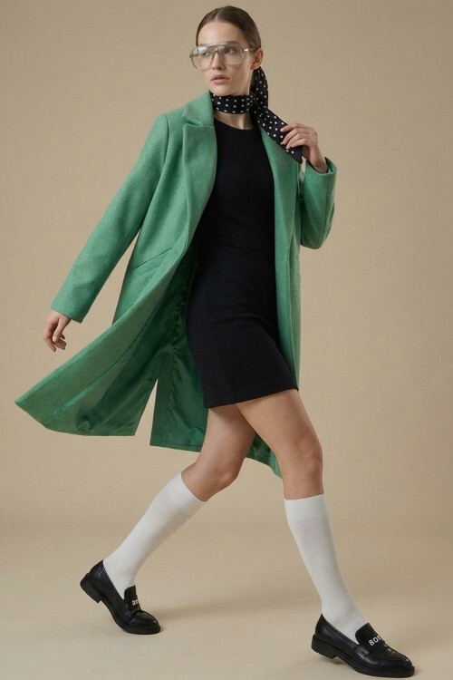 Merterium 9085 Kaşe Kaban - E.Yeşil