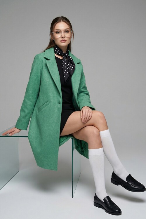 Merterium 9085 Kaşe Kaban - E.Yeşil