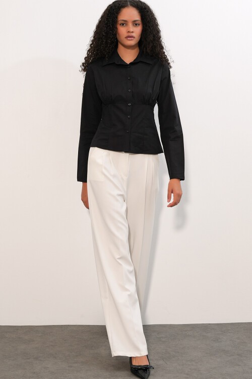 20231 Slim Fit Poplin Gömlek - Siyah