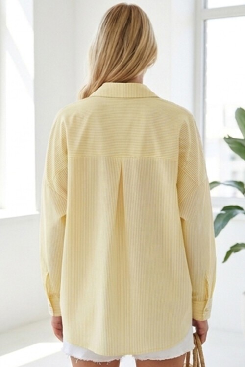 3900 Oversize Uzun Basic Gömlek - Y.Sarı