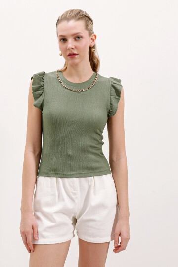 Merterium 0430 Örme Bluz - Çağla