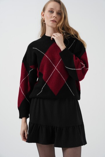 Merterium 1884 Örme Siyah Mini Etek