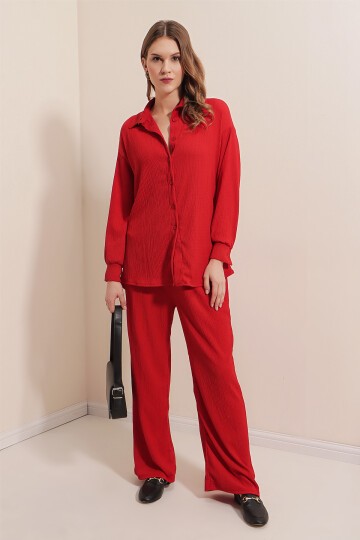 Merterium 5858 Örme İkili Takım - Kırmızı