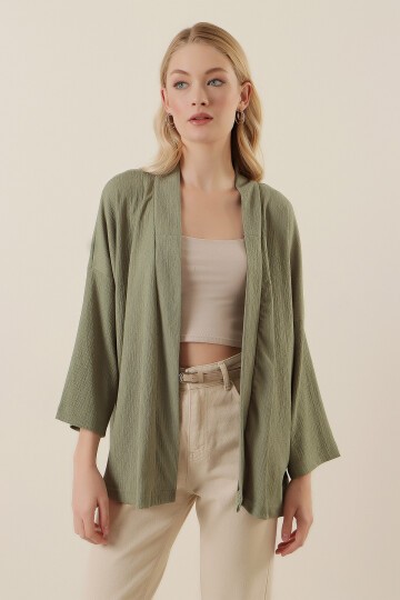 Merterium 5862 Örme Kimono - Çağla