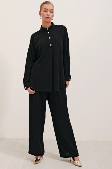 Merterium 6631 Oversize Alt-Üst Takım - Siyah