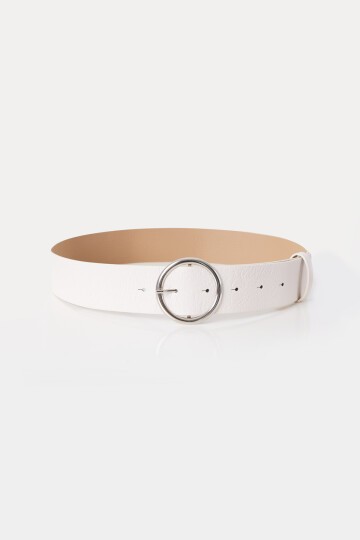 Merterium Kadın  Beyaz Tokalı Suni Deri Kemer 010124