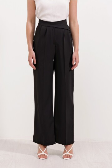 Merterium Kadın Siyah Yüksek Bel Palazzo Pantolon 6646