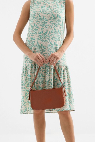 Merterium 010172 Düz Baget Omuz Çantası - Taba