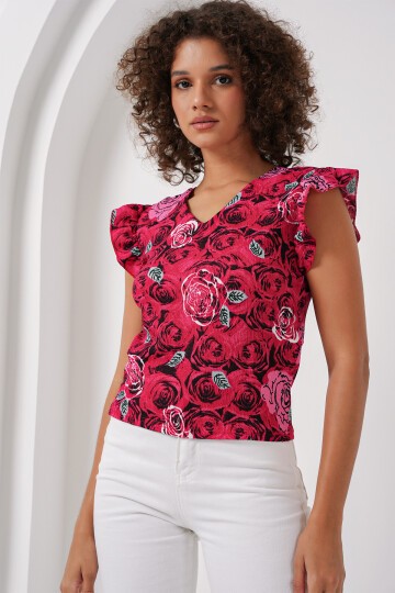 Merterium 0430 Örme Bluz - D.Kırmızı