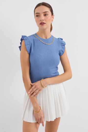 Merterium 0430 Örme Bluz - İndigo