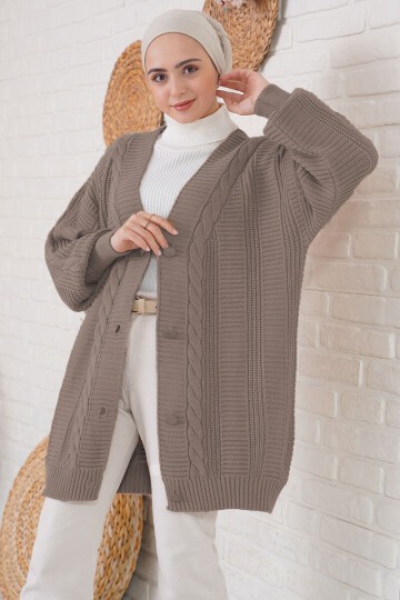 Merterium 15768 Tesettür Triko Hırka - A.Kahve