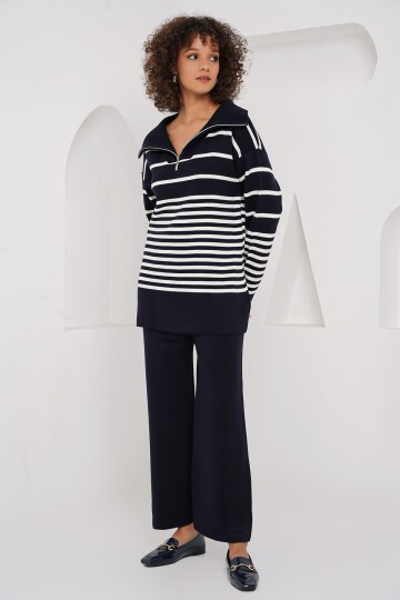 Merterium 15899 Triko Kazak Pantolon İkili Takım - Lacivert