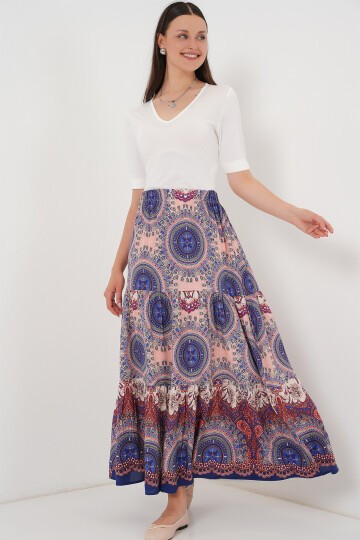 Merterium 1898 Desenli Uzun Etek - Saks