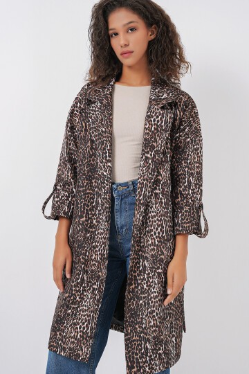 Merterium 9104 Kruvaze Yaka Astarlı Trençkot - E. Kahve