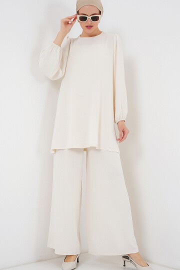 Merterium Ayrobin Tunik Pantolon Alt Üst Takım 6712 - Ekru