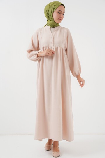 Merterium Kadın Uzun Tesettür Elbise 2525 - Krem