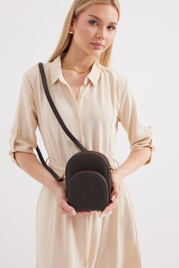 Merterium 010171 Mini Çapraz Omuz Çantası - Kahverengi