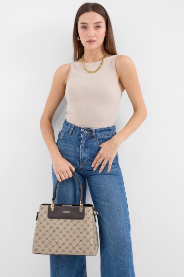 Merterium 010176 Armine Baskılı Çanta - Bej