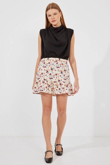 Merterium 1884 Örme Mini Etek - Krem