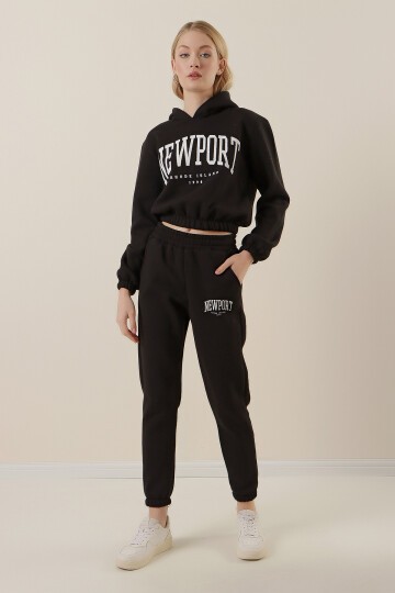 Merterium 55397 Baskılı Eşofman Takımı - Siyah