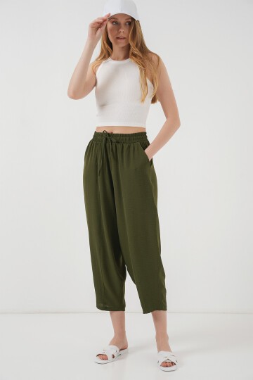 Merterium 6591 Dokuma Şalvar Pantolon - Haki