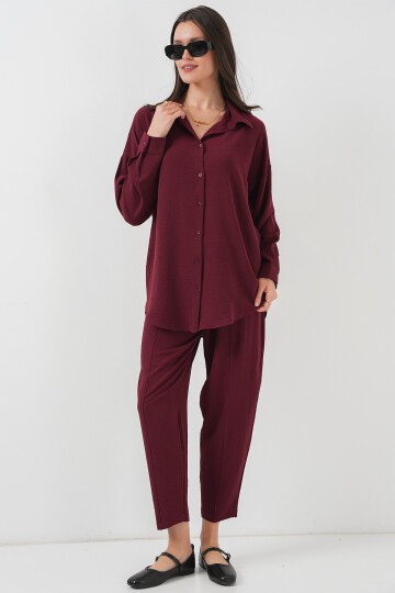 Merterium 6593 Oversize İkili Takım - Bordo