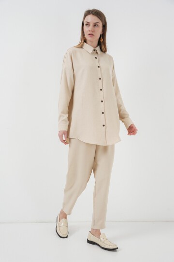 Merterium 6622 Keten İkili Takım - M. Krem