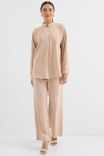 Merterium 6631 Oversize Alt-Üst Takım - Bej