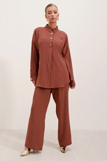 Merterium 6631 Oversize Alt-Üst Takım - Kiremit