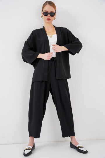 Kadın Kimono İkili Takım 6693 - Siyah
