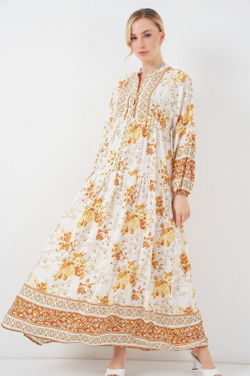 Kadın Siyah Bisküvi Viskon Tesettür Elbise 2423