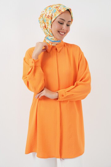 Merterium Kadın Uzun Gömlek Tunik 5945 - Turuncu