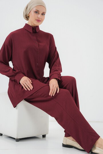 Merterium T5858 Örme Tesettür İkili Takım - Mürdüm