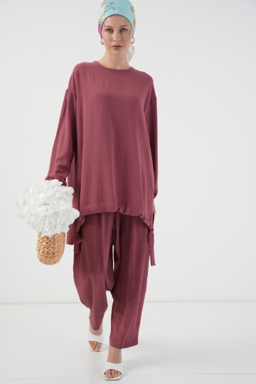 6682 Tunik Pantolon İkili Takım - Gül Kurusu