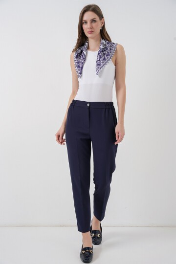 Kadın Beli Lastikli Kumaş Pantolon 30058 - Lacivert