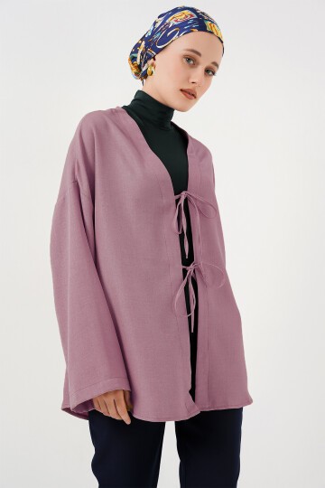 Keten Tesettür Kimono 5968 - Gül Kurusu